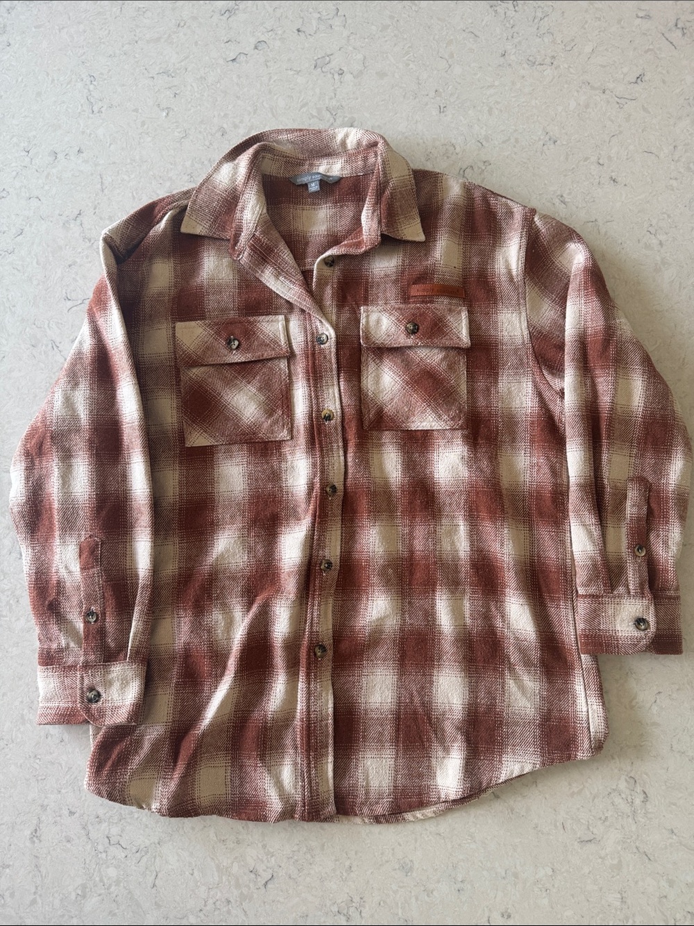 Women’s Simply Southern Brown Plaid Button-Up Shacket - Picture 3 of 5